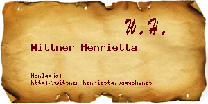 Wittner Henrietta névjegykártya